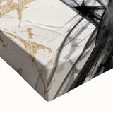 Close-up of an abstract modern wall art design on stretched canvas, showcasing vibrant colors and intricate patterns, perfect for home decor.