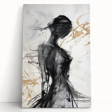 Abstract modern wall art collection featuring vibrant colors and geometric shapes on stretched canvas, leaning against a minimalist wall for contemporary decor.