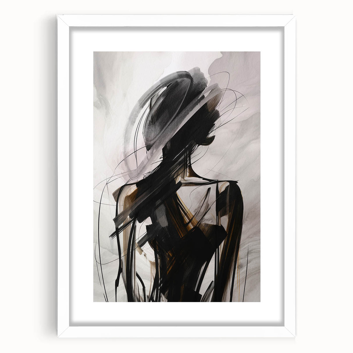 Framed abstract modern wall art design in a sleek white frame, showcasing vibrant colors and geometric shapes, ideal for contemporary decor.