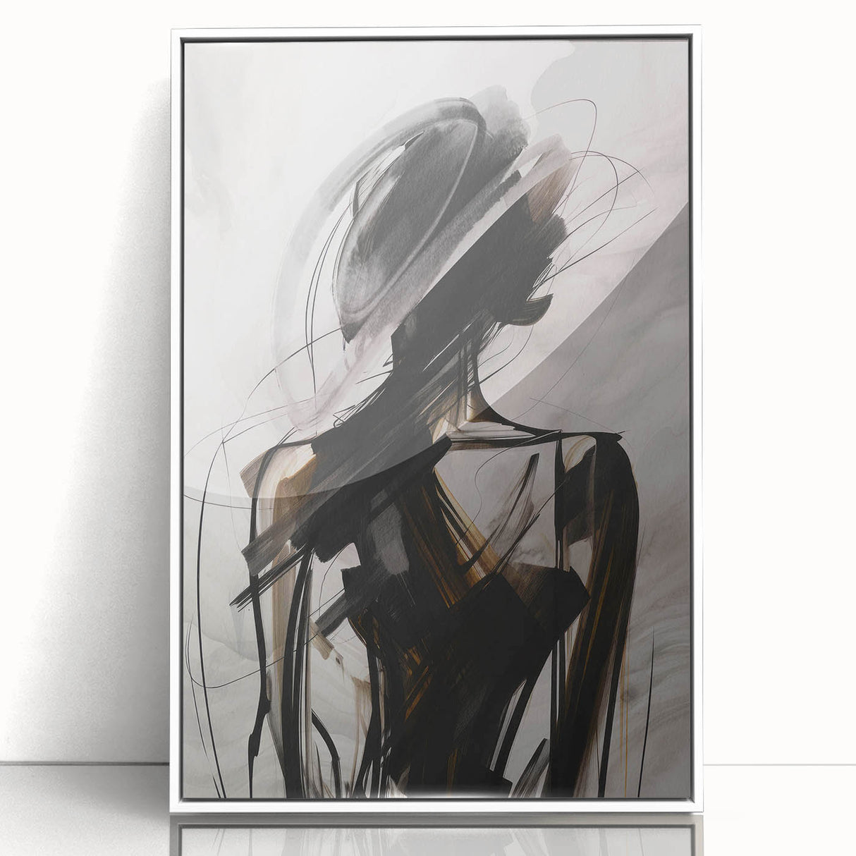 Framed modern abstract wall art collection featuring vibrant colors and geometric shapes, displayed against a sleek white background.
