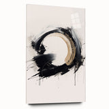 Abstract modern wall art collection displayed in an elegant acrylic glass frame, showcasing vibrant colors and dynamic shapes for contemporary decor.