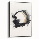 Framed abstract modern wall art featuring a black side view, showcasing vibrant colors and geometric shapes, ideal for contemporary decor.