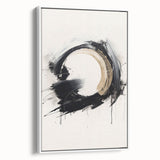 Framed modern abstract wall art in a sleek white frame, showcasing vibrant colors and dynamic shapes, perfect for contemporary decor.