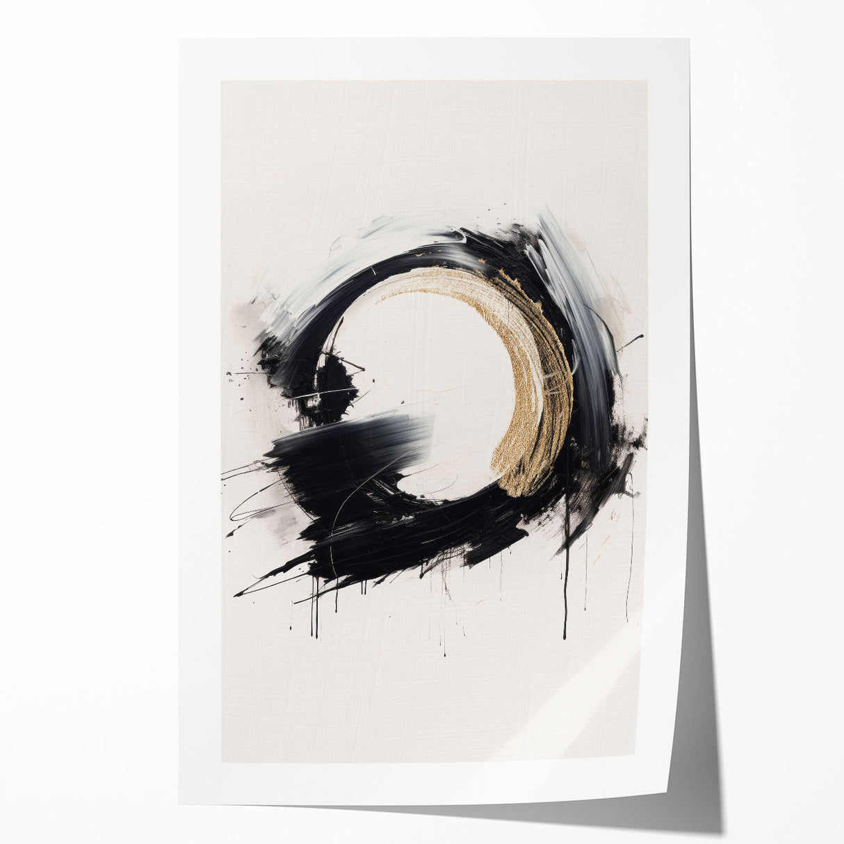 Abstract modern wall art print showcasing vibrant geometric shapes in bold colors, rolled and ready for framing, perfect for contemporary decor.