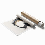 Abstract modern wall art print showcasing vibrant colors and geometric shapes, perfect for contemporary home decor, rolled for easy framing.