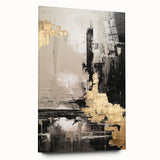Abstract modern wall art collection displayed in a side view, showcasing vibrant colors and intricate acrylic glass design elements, perfect for contemporary decor.