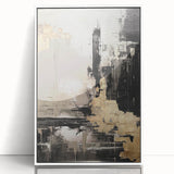 Framed abstract modern wall art featuring a vibrant geometric design in bold colors, showcased with a sleek white frame for a contemporary aesthetic.