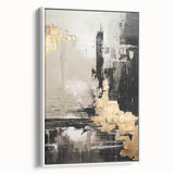 Framed abstract modern wall art showcasing vibrant colors and geometric shapes, designed to enhance contemporary home decor aesthetics.