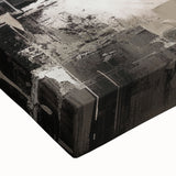 Close-up of a stretched canvas showcasing an abstract modern design with vibrant colors and intricate patterns, ideal for contemporary home decor.