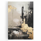 Abstract modern wall art collection on stretched canvas, showcasing vibrant colors and dynamic shapes, perfect for contemporary home decor.