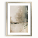 Framed abstract modern wall art collection featuring a silver frame and mat, showcasing vibrant geometric patterns and colors against a white background.