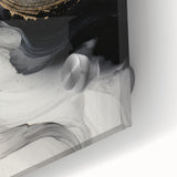 Close-up of an abstract modern wall art design on acrylic glass, showcasing vibrant colors and dynamic shapes ideal for contemporary decor.