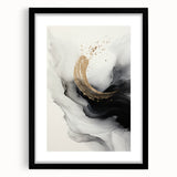 Framed modern abstract wall art with a sleek black frame, featuring vibrant colors and geometric patterns, perfect for contemporary decor.