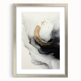 Abstract modern wall art collection featuring a silver-framed piece with a mat, showcasing vibrant colors and geometric shapes for contemporary decor.