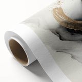 Abstract modern wall art design on rolled canvas showcasing vibrant colors and dynamic shapes, perfect for contemporary home decor.