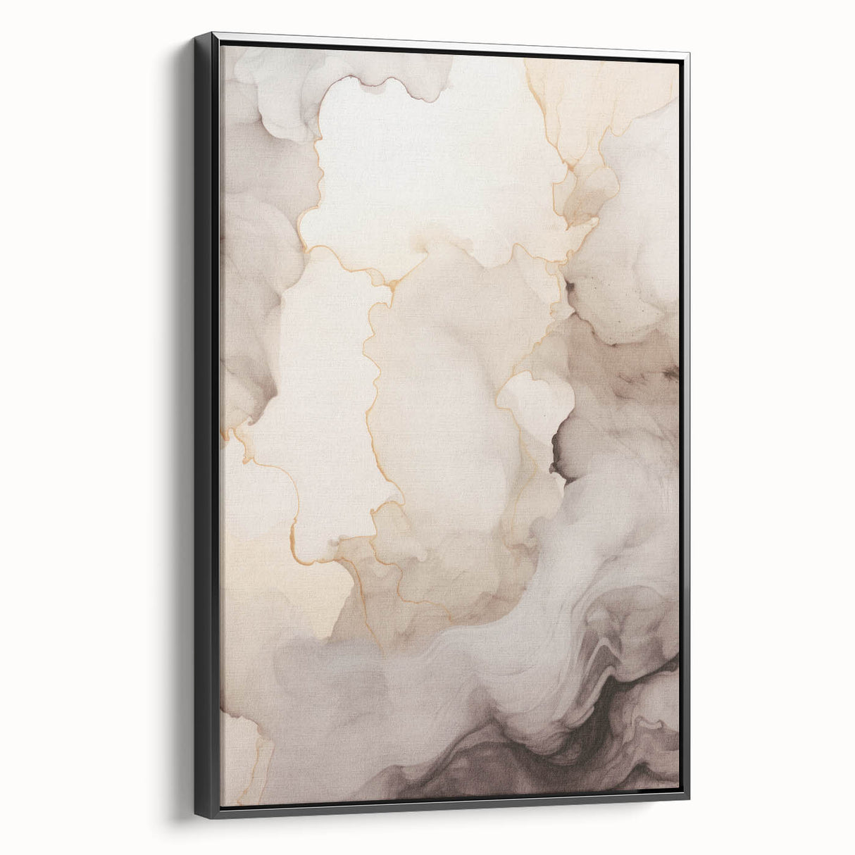 Framed abstract modern wall art collection showcasing a minimalist black design on canvas, emphasizing clean lines and contemporary style.