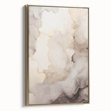 Framed canvas featuring an abstract modern design with gold accents, showcasing a sleek side view ideal for contemporary home decor.