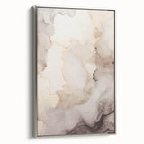 Framed canvas wall art showcasing an abstract modern design with silver accents, featuring geometric shapes and a sleek side view for contemporary decor.