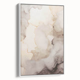 Framed abstract modern wall art collection showcasing vibrant colors and geometric shapes, displayed in a sleek white frame from a side view.