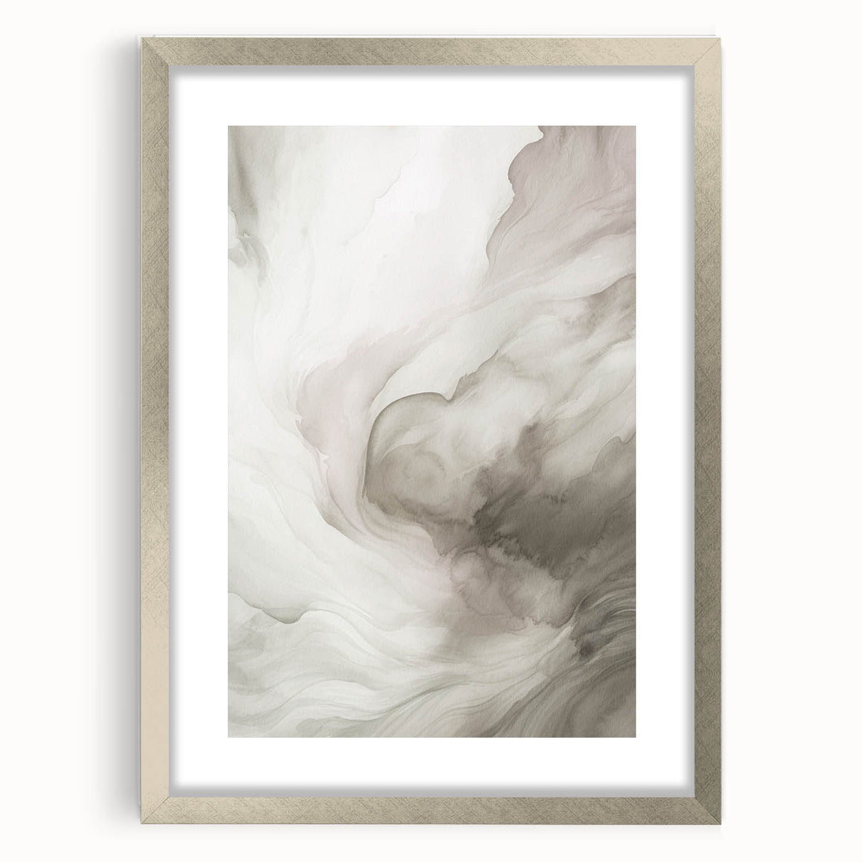 Abstract modern wall art collection featuring a silver-framed design with a mat, showcasing vibrant colors and geometric shapes for contemporary decor.