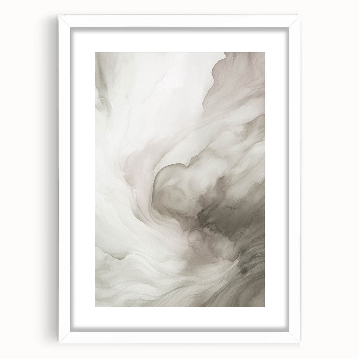 Abstract modern wall art collection in a white frame, showcasing a vibrant geometric design with bold colors and matting for added depth.