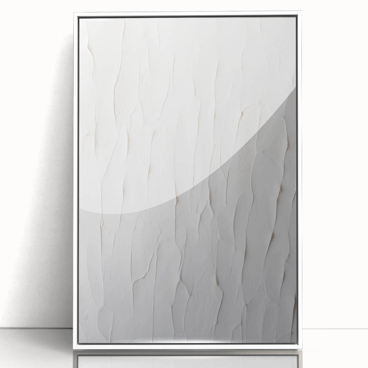 Framed modern abstract wall art showcasing vibrant colors and geometric shapes, set against a sleek white frame, ideal for contemporary decor.