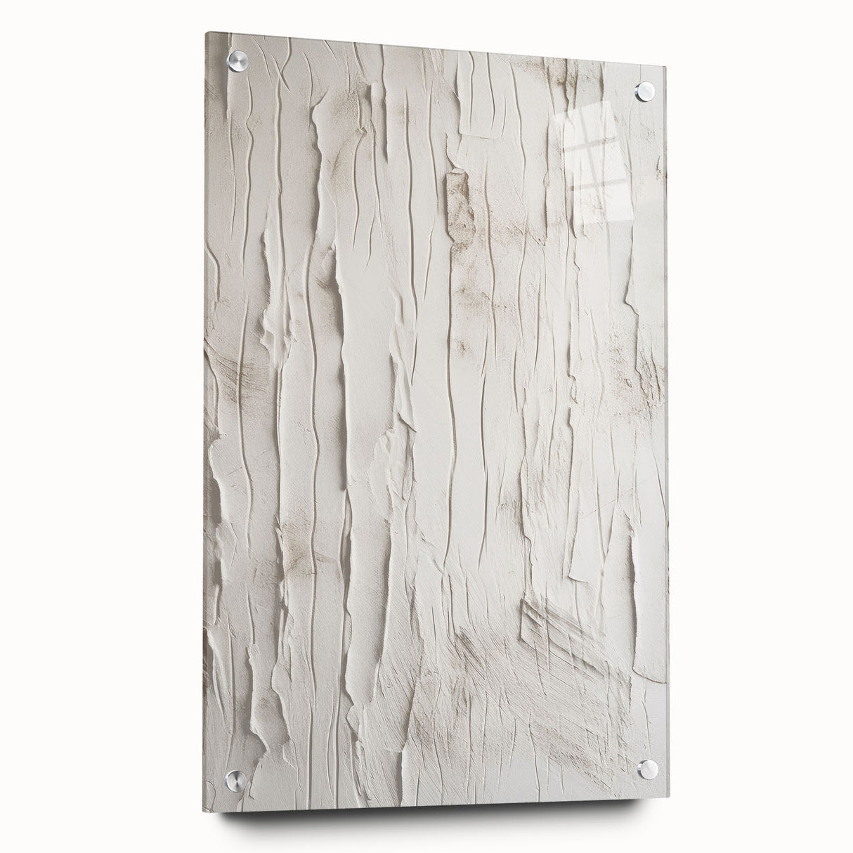 Abstract modern wall art collection displayed in a sleek acrylic glass frame, showcasing vibrant colors and geometric patterns, ideal for contemporary home decor.