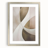 Framed abstract modern wall art collection featuring a silver mat and sleek design, ideal for contemporary home decor, showcasing vibrant colors and geometric shapes.