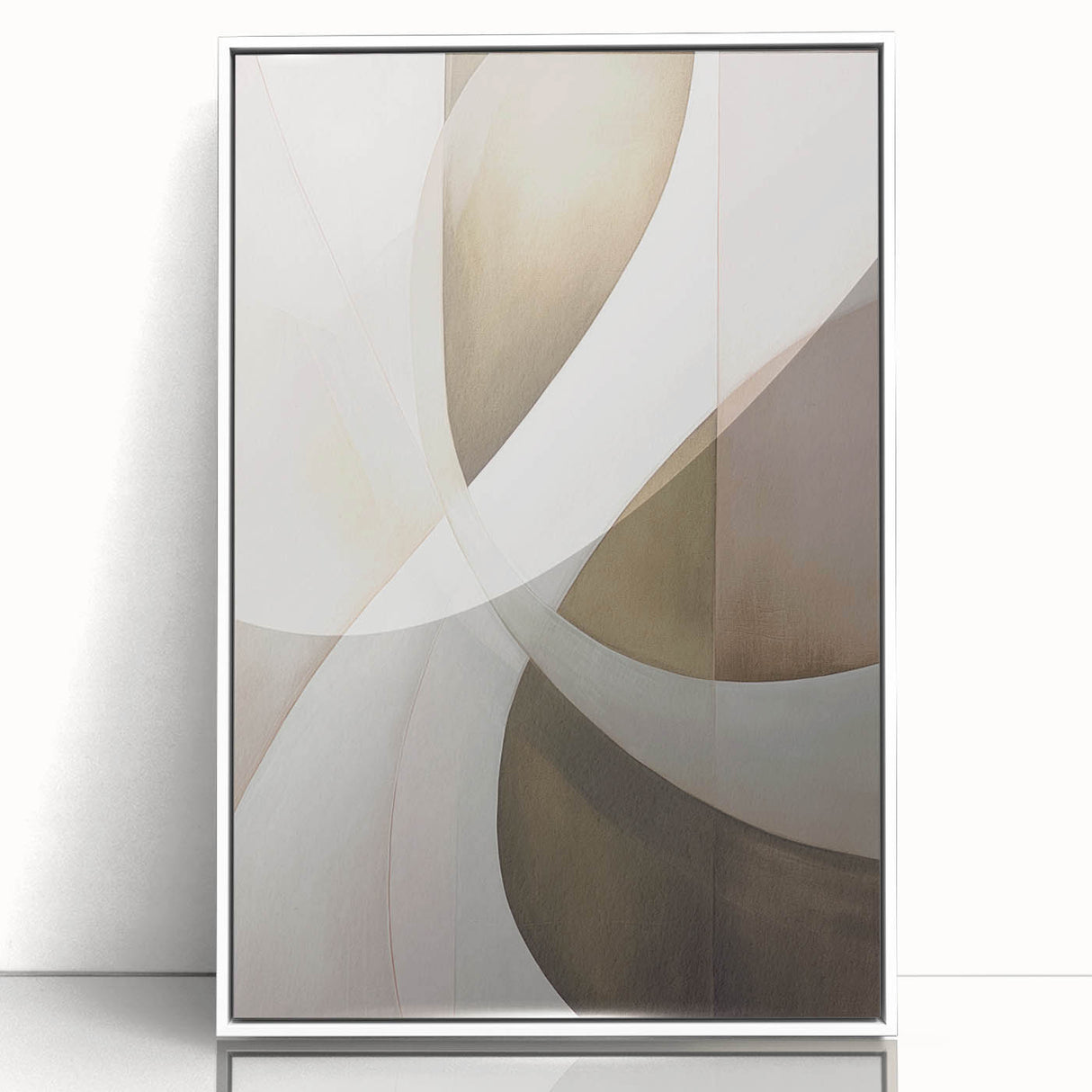 Framed wall art piece showcasing an abstract modern design in vibrant colors, featuring geometric shapes and fluid lines, set against a white backdrop to enhance its contemporary appeal. Ideal for elevating living spaces with a touch of artistic flair.