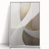 Framed wall art piece showcasing an abstract modern design in vibrant colors, featuring geometric shapes and fluid lines, set against a white backdrop to enhance its contemporary appeal. Ideal for elevating living spaces with a touch of artistic flair.