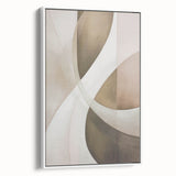 Framed canvas wall art showcasing an abstract modern design in vibrant colors, displayed in a stylish white frame, perfect for contemporary home decor.