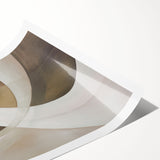 Abstract modern wall art print featuring vibrant geometric shapes in blue, orange, and yellow hues, showcasing a contemporary design, ideal for home decor.