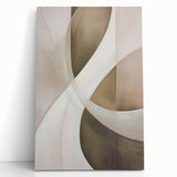 Stretched canvas wall art showcasing an abstract modern design with vibrant colors, leaning against a wall, perfect for contemporary home decor.