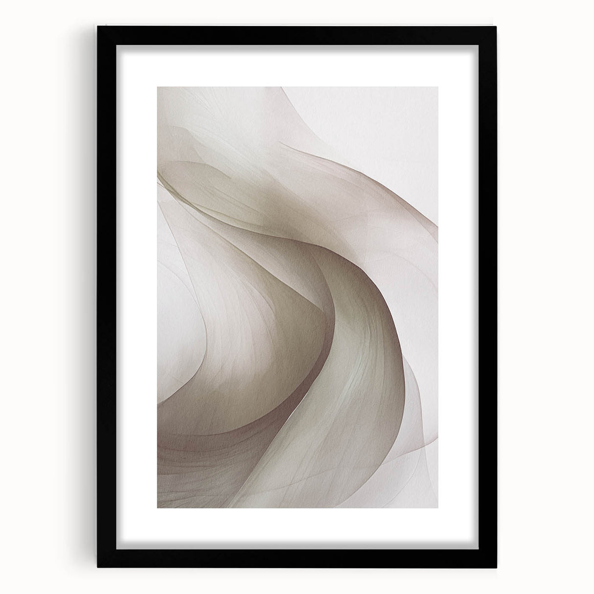 Abstract modern wall art piece featuring a black frame and mat, showcasing geometric shapes and vibrant colors, perfect for contemporary home decor.