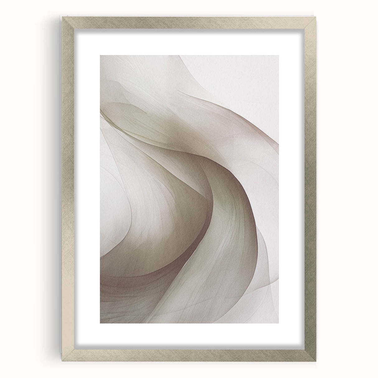 Abstract modern wall art collection featuring a sleek silver frame and mat, showcasing vibrant geometric designs that enhance contemporary interior decor.