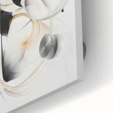 Close-up of an abstract modern design wall art piece featuring vibrant colors and fluid shapes, perfect for contemporary decor. The artwork is rendered on high-quality acrylic glass, showcasing intricate details and a glossy finish that enhances its visual appeal.