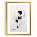 Abstract modern wall art collection featuring a gold-framed design with a mat, showcasing geometric patterns and vibrant colors, perfect for contemporary decor.