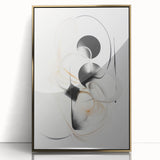 Framed abstract modern wall art featuring gold accents and a sleek acrylic design, ideal for contemporary decor, showcasing elegance and sophistication.