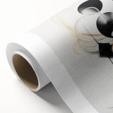 Abstract modern wall art featuring vibrant geometric shapes in a blend of blue, orange, and yellow on rolled canvas, ideal for contemporary home decor.