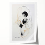 Abstract modern wall art print showcasing vibrant colors and geometric shapes, rolled and packaged in a protective cardboard tube, perfect for contemporary home decor.