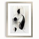 Abstract modern wall art collection featuring a silver-framed piece with a mat, showcasing intricate geometric patterns and vibrant colors, perfect for contemporary decor.