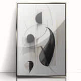 Framed abstract modern wall art in silver acrylic, showcasing geometric shapes and vibrant colors. Ideal for contemporary decor, enhancing any living space.