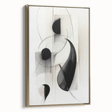 Framed canvas wall art featuring an abstract modern design with gold accents, showcasing a side view that highlights its sleek profile and artistic appeal. Ideal for contemporary home decor.