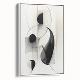 Framed abstract modern wall art collection showcasing vibrant colors and geometric shapes, displayed at a slight angle against a white background, emphasizing its contemporary design and artistic flair.