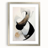 Contemporary abstract wall art collection featuring a modern silver frame and mat, showcasing vibrant colors and geometric patterns, ideal for home decor.