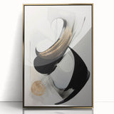 Framed abstract modern wall art design featuring gold accents and a sleek acrylic front, perfect for adding a contemporary touch to any room.