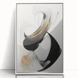 Framed abstract modern wall art in a white frame, showcasing vibrant colors and geometric patterns, ideal for contemporary home decor, enhancing living spaces with a stylish touch.