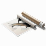 Abstract modern wall art print showcasing vibrant geometric shapes in bold colors, rolled and ready for framing, perfect for contemporary home decor.