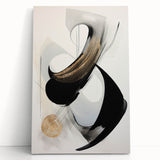 Abstract modern design wall art collection featuring vibrant colors and geometric patterns on stretched canvas, leaning against a neutral wall, ideal for contemporary home decor.