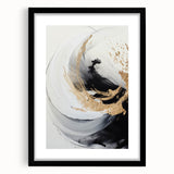 Abstract modern wall art collection framed in black with a mat, showcasing geometric patterns and vibrant colors, ideal for contemporary home decor.